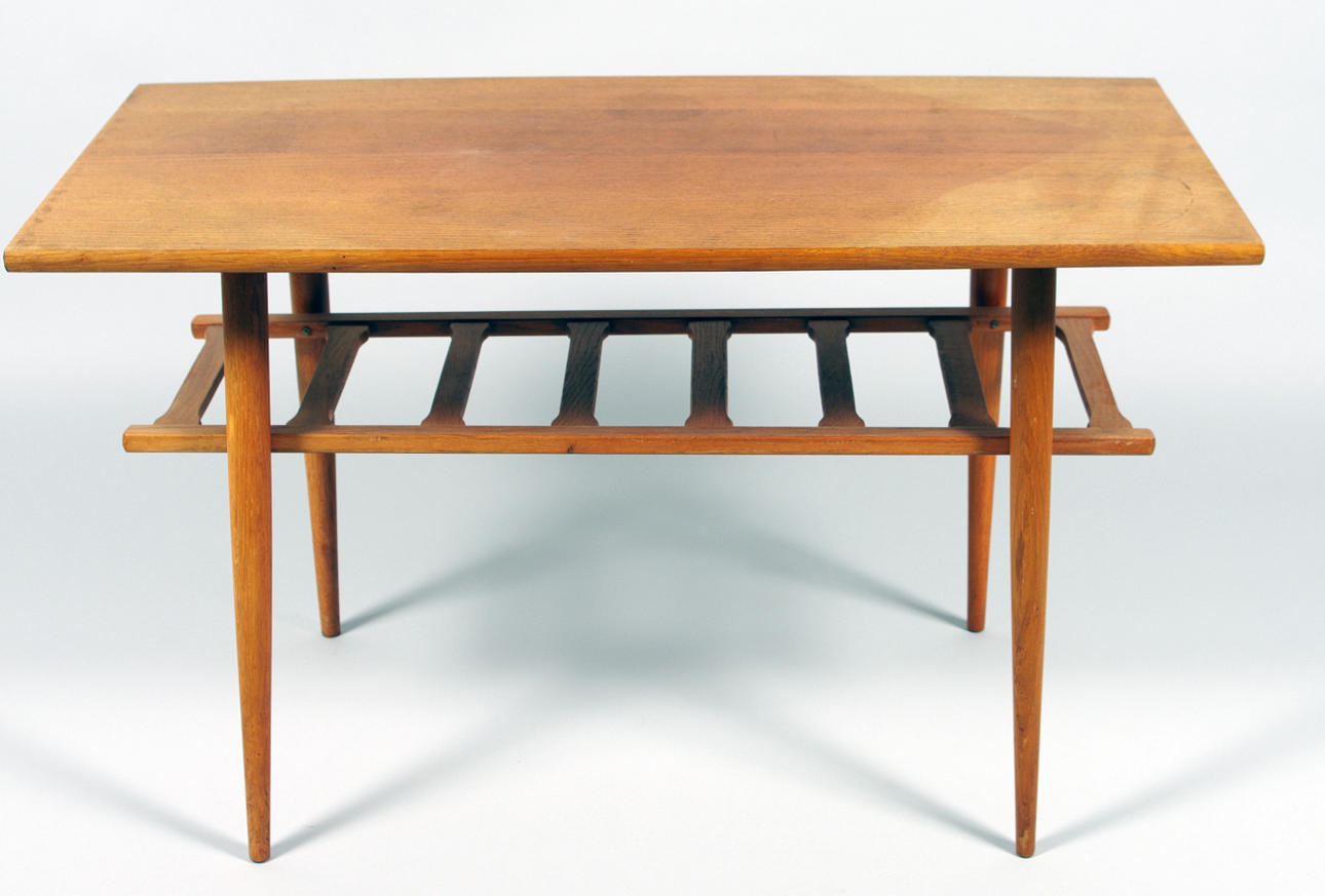 SOFFBORD MED HYLLA, teak, 50-tal.