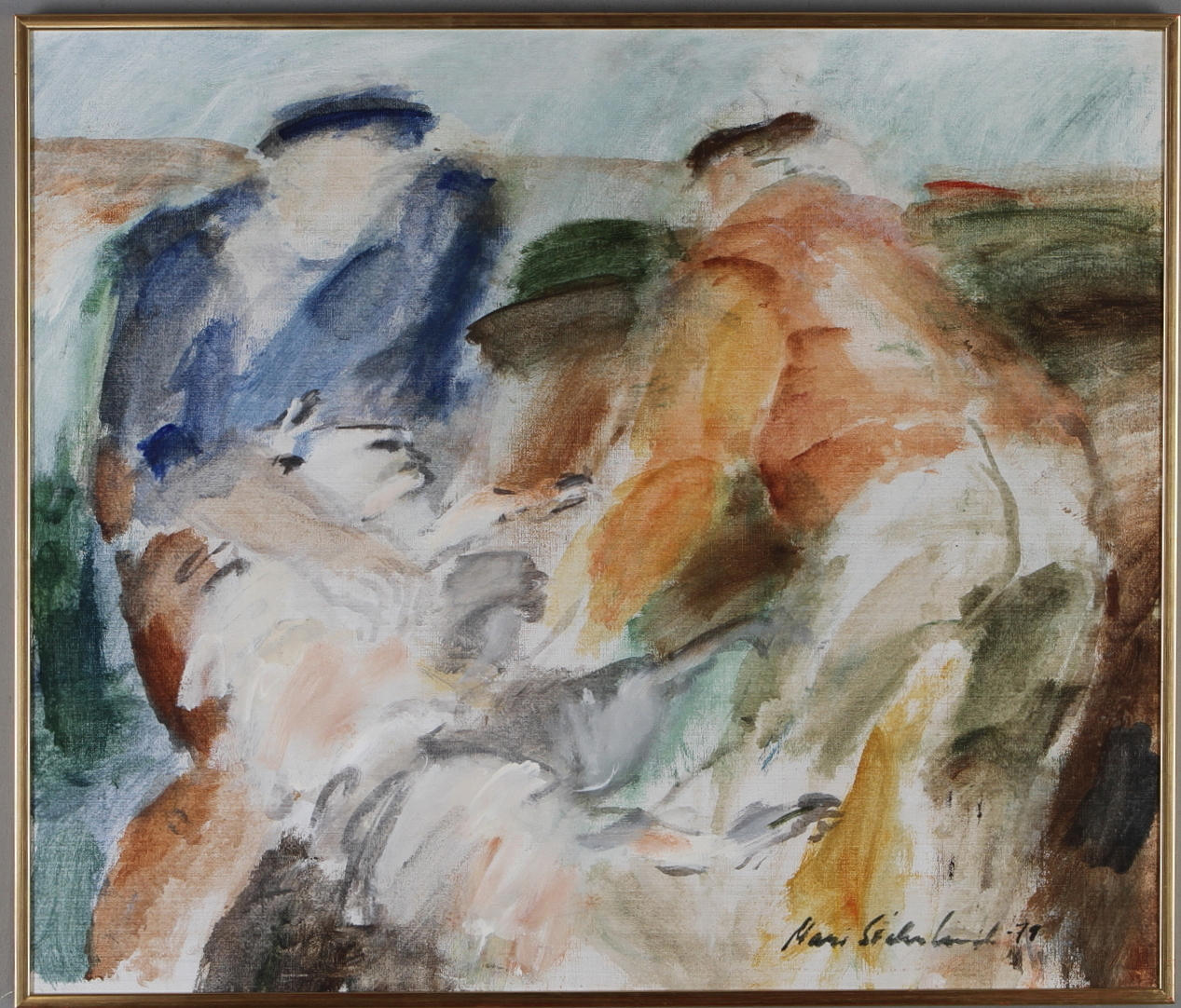 MARIE SÖDERLUND. "Baggen binds för klippning", olja på duk, signerad samt dat -79.