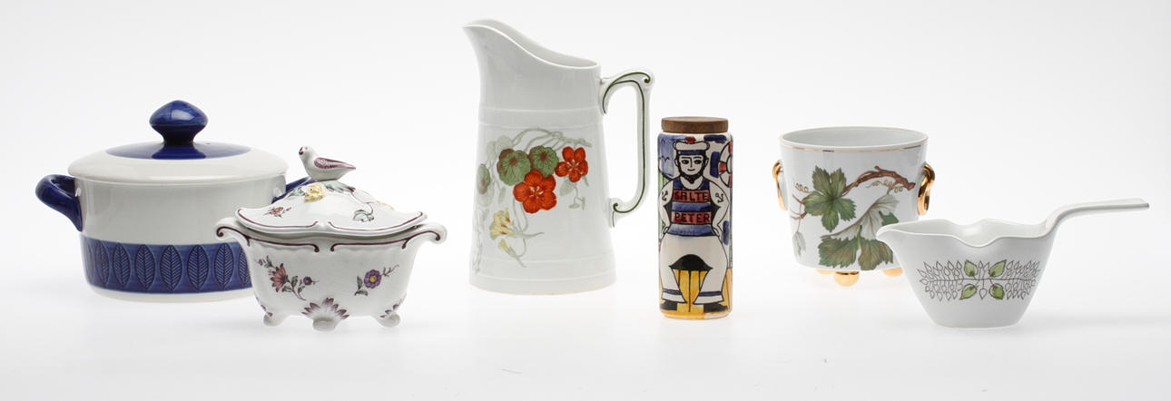 KERAMIKFÖREMÅL, 6 delar, bl.a. Rörstrand, Jie Gantofta.