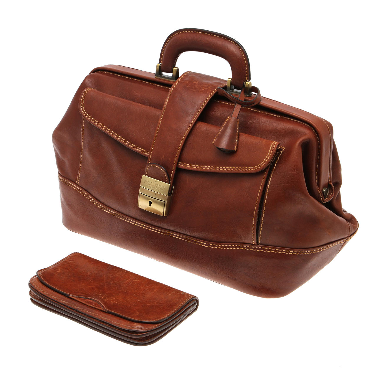 VÄSKA samt PLÅNBOK, läder, 1900-tal.