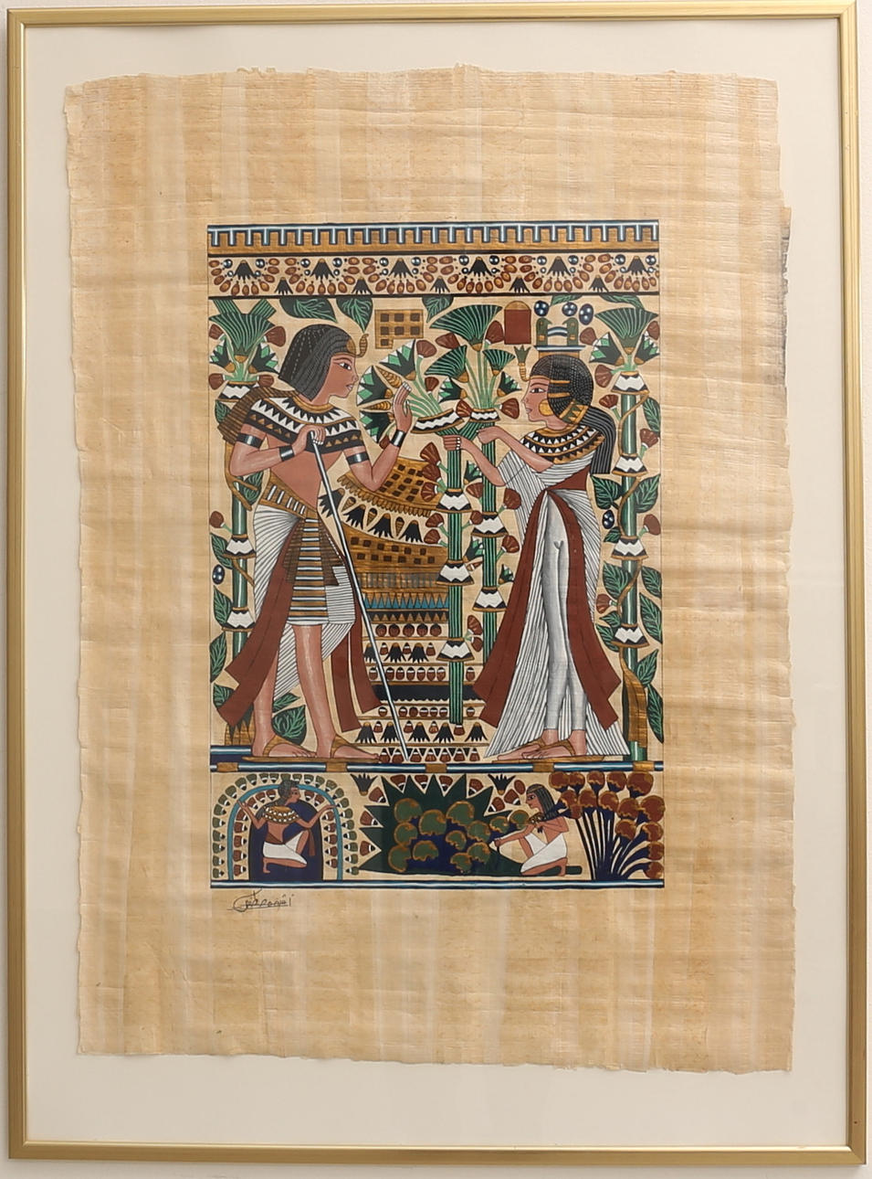 OIDENTIFIERAD KONSTNÄR, målning på papyrus. Egypten.