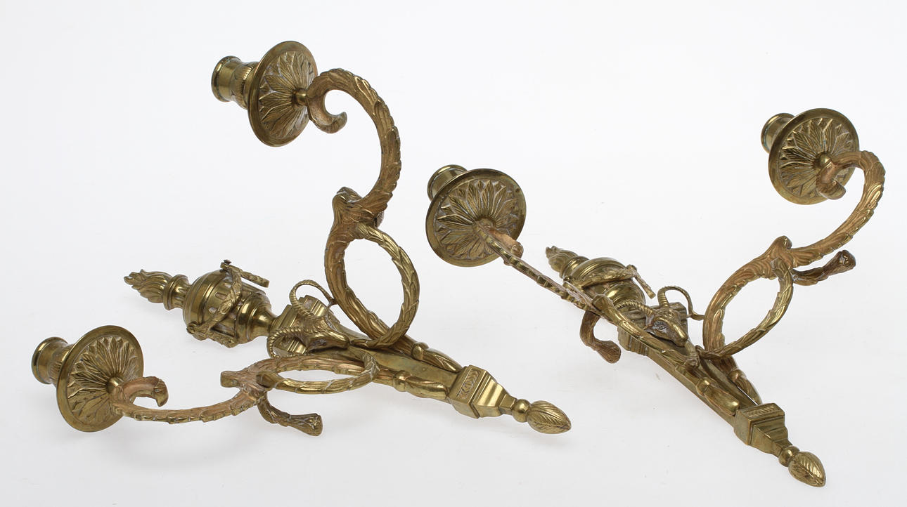 VÄGGAPPLIQUER, mässing, 1900-tal.