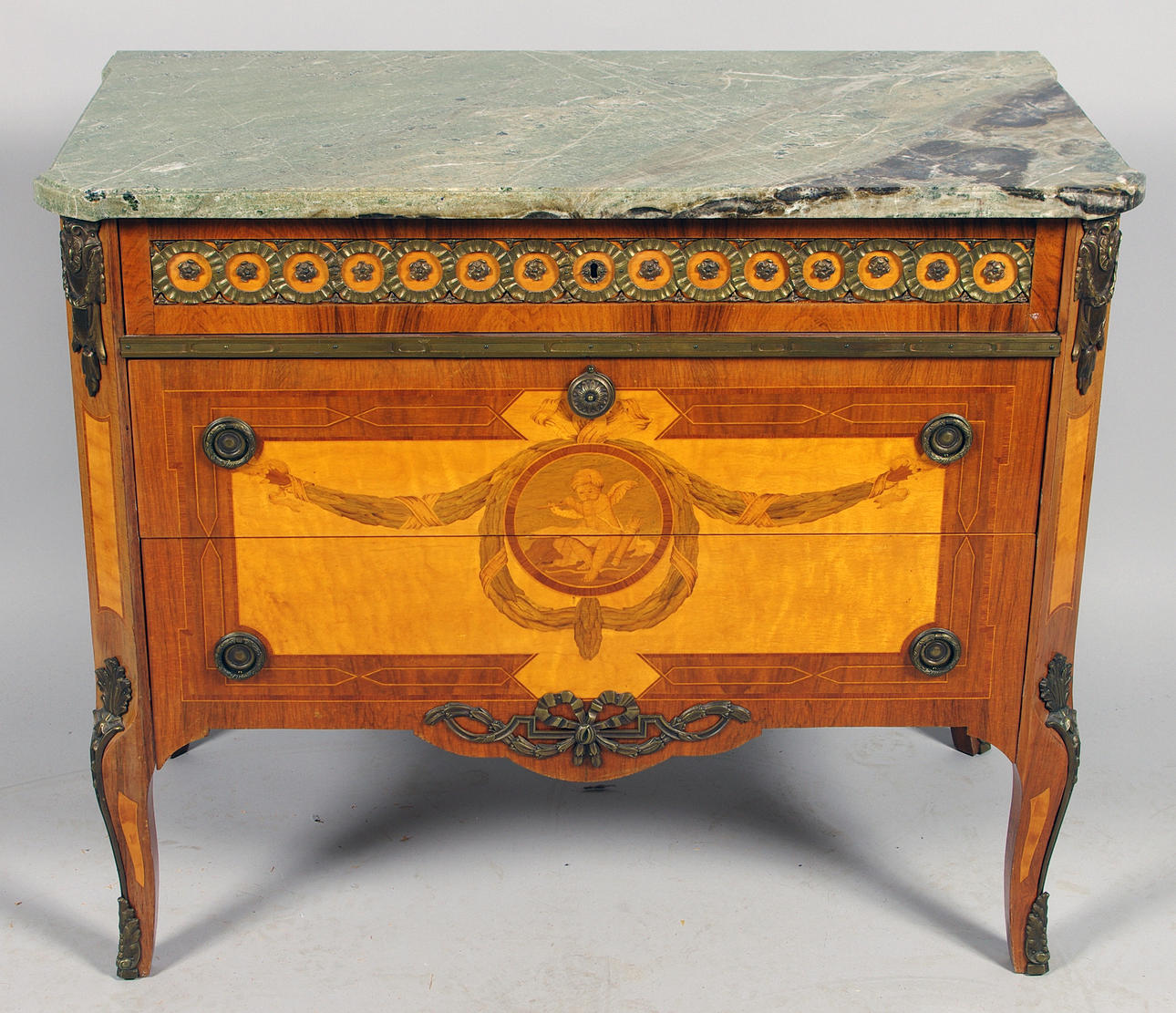 BYRÅ, 3-lådig, stenskiva, gustaviansk stil.