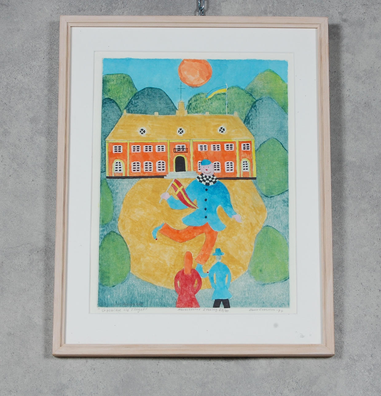 BORIS SVENSSON. akvarellerad etsning, " Gycklare vid tinget " signerad, numrerad 68/70, daterad -94.