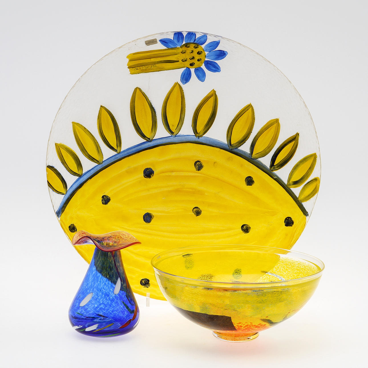 PARTI GLAS, 3 delar, Bertil Vallien, Watz, samt Glashyttan Eneryda.