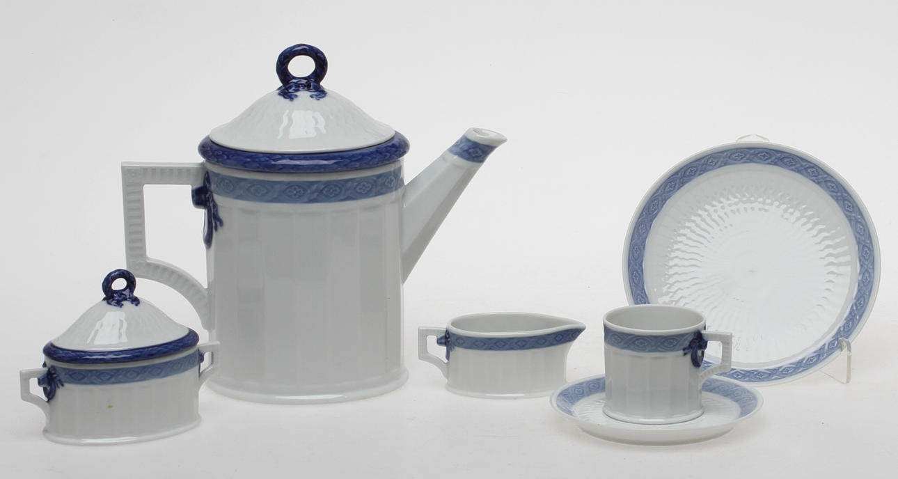 KAFFESERVIS, porslin, 27 delar, "Blå Vifte", Royal Copenhagen.