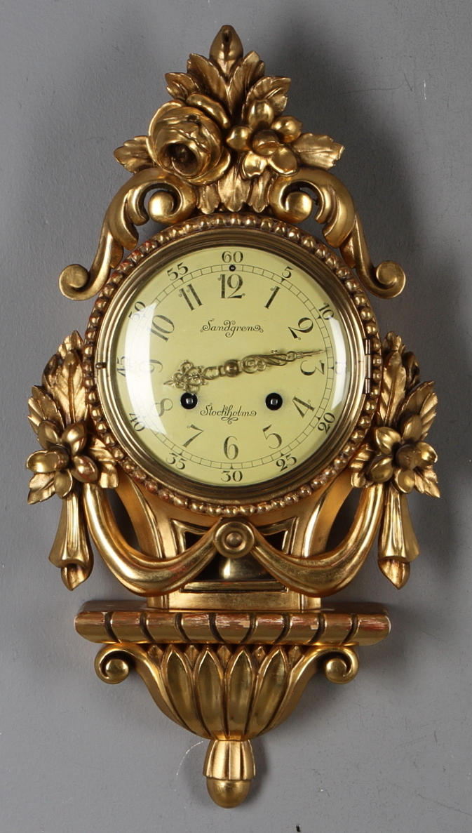 VÄGGPENDYL, urtavla märkt Sandgren Stockholm, 1900-tal.