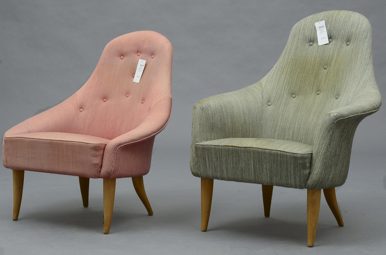 FÅTÖLJER, 2 st, "Lilla Eva" och "Lilla Adam", ur serien, Paradiset av Kerstin Hörlin Holmquist.