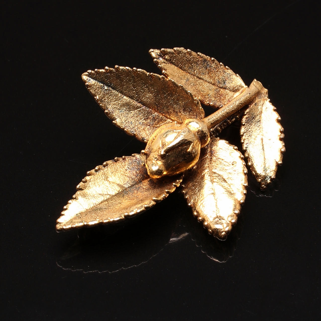 BROOCH, gilded silver, "Botanique" Mette Georg Jensen, Denmark.