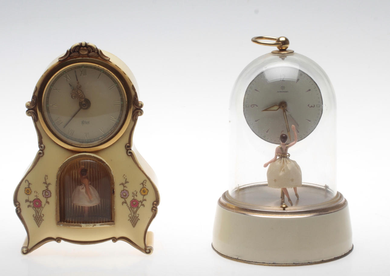 TABLE CLOCK, with music box, a marked Junghans, 1900s.