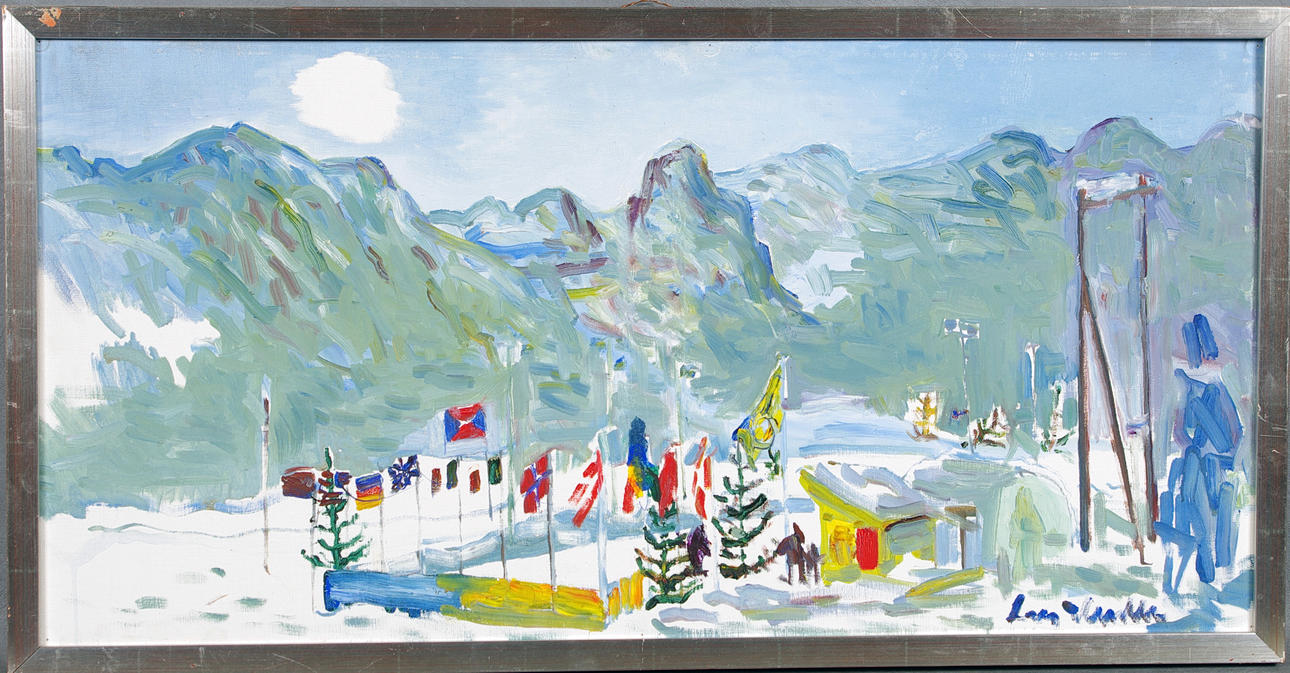 LARS HERDER. "Schweiz 1969", olja på duk.