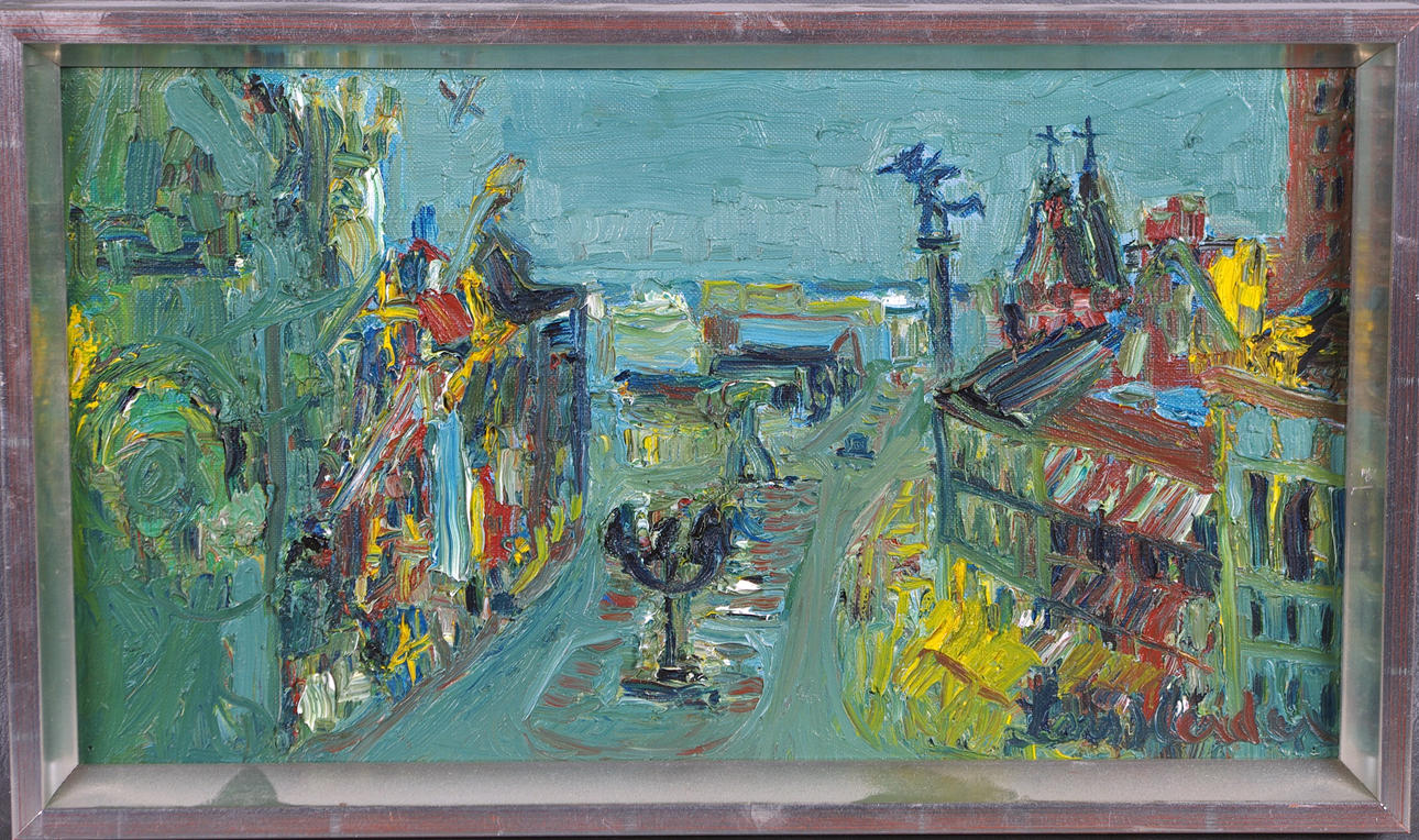 LARS HERDER. Stortorget Helsingborg, Öl auf Leinwand.