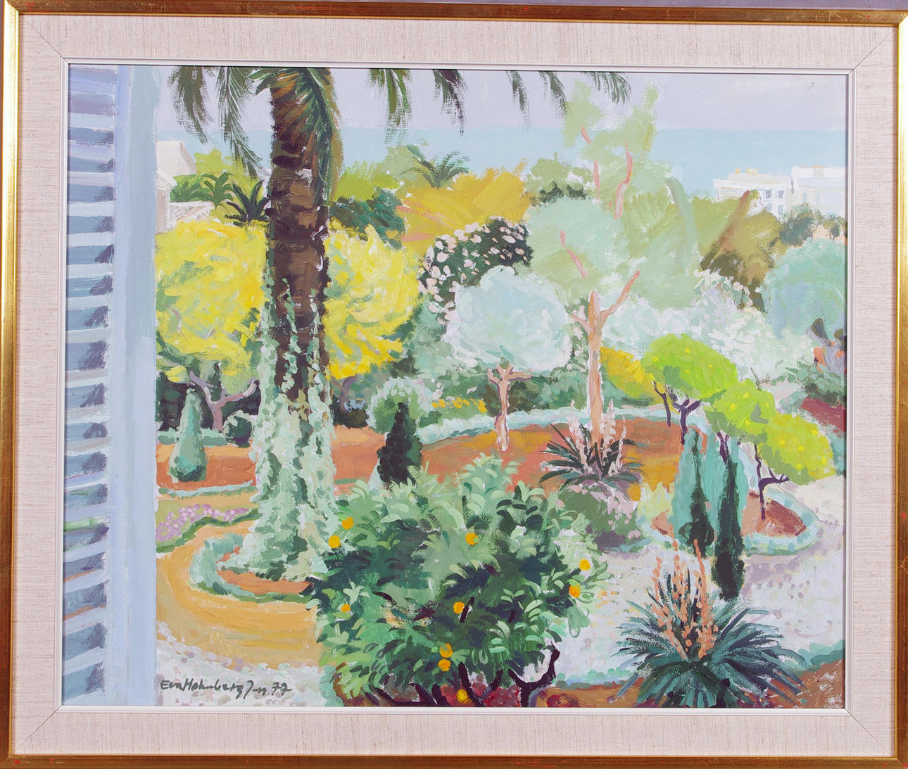 EVA HOLMBERG JAKOBSSON. motiv från Frankrike, gouache.