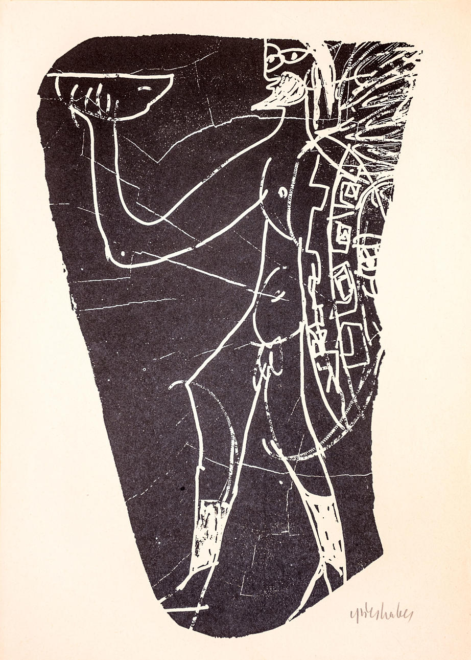 HAP GRIESHABER. Greek, woodcut, signed.