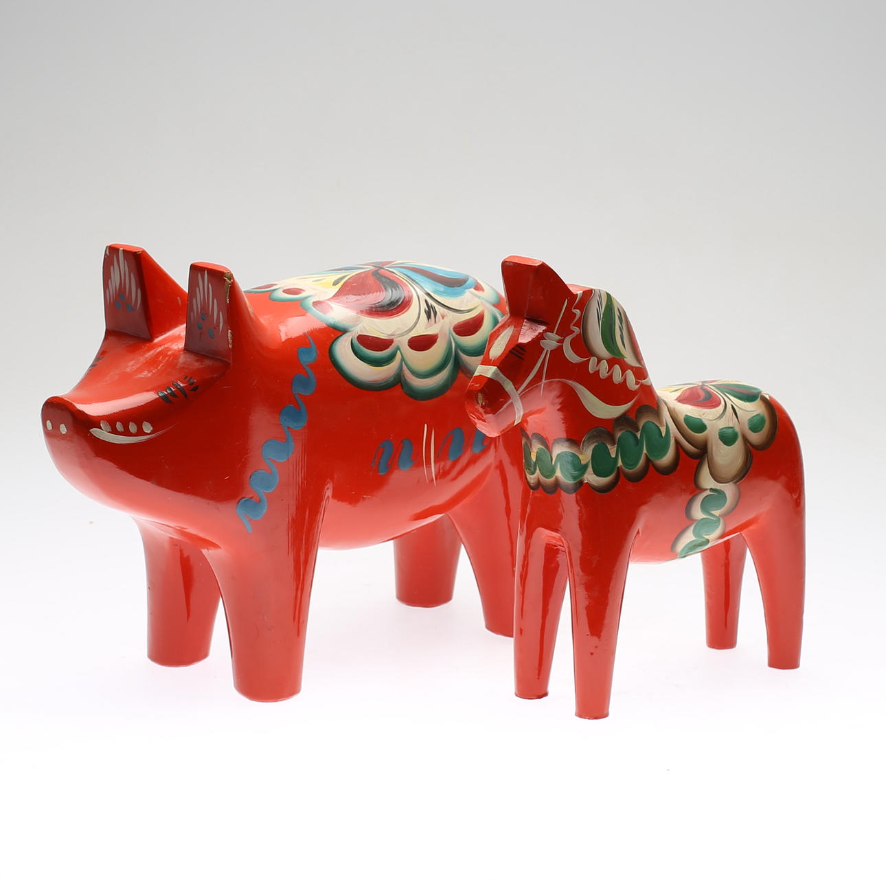 DALAGRIS OCH DALAHÄST, trä, 1900-tal.