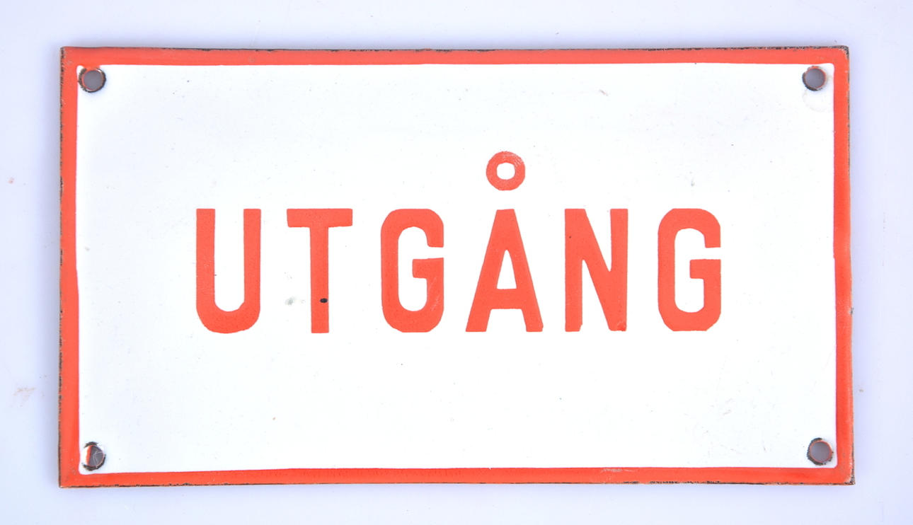 EMALJERAD SKYLT, "Utgång", 1900-tal.