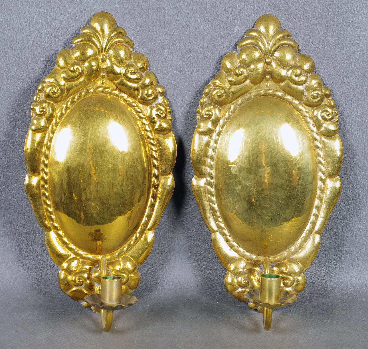 LJUSPLÅTAR, 1 par, mässing, 1900-tal.