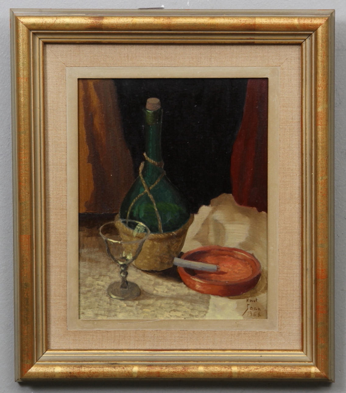 KNUT JOAN. Stilleben, 2 st. Olja på pannå. Signerade och daterade 1956 samt 1958.