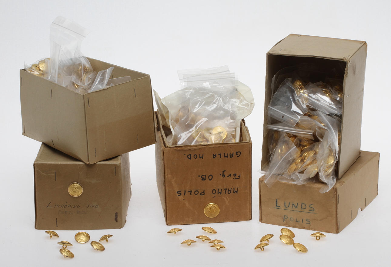 UNIFORMSKNAPPAR, för polisen, Lund, Lindköping och Malmö.