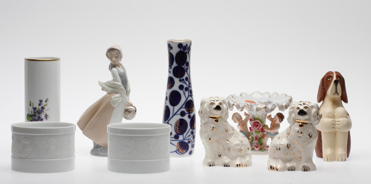 PORSLINSFÖREMÅL, 9 delar, bl.a. Nau, Rosenthal, Hackefors m.m.