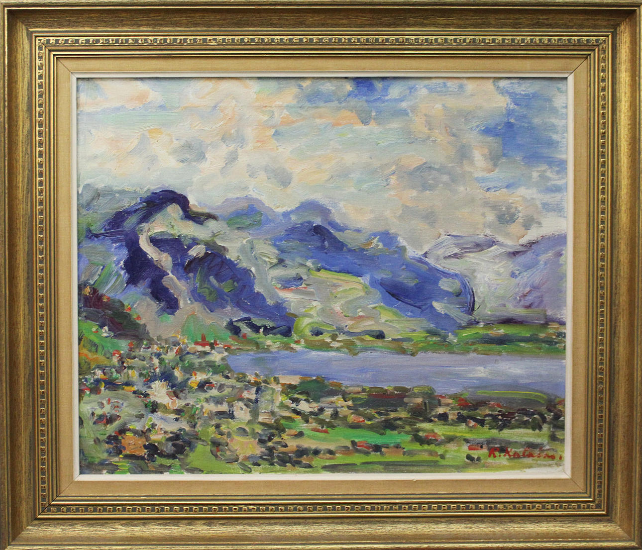 REINHOLD KALNINS. Sydländskt landskap. Olja på duk. Signerad R Kalnins.