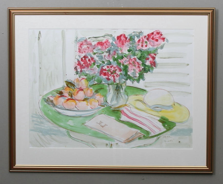 DANIEL LEBIER. Akvarell, signerad Lebier, "les peches".