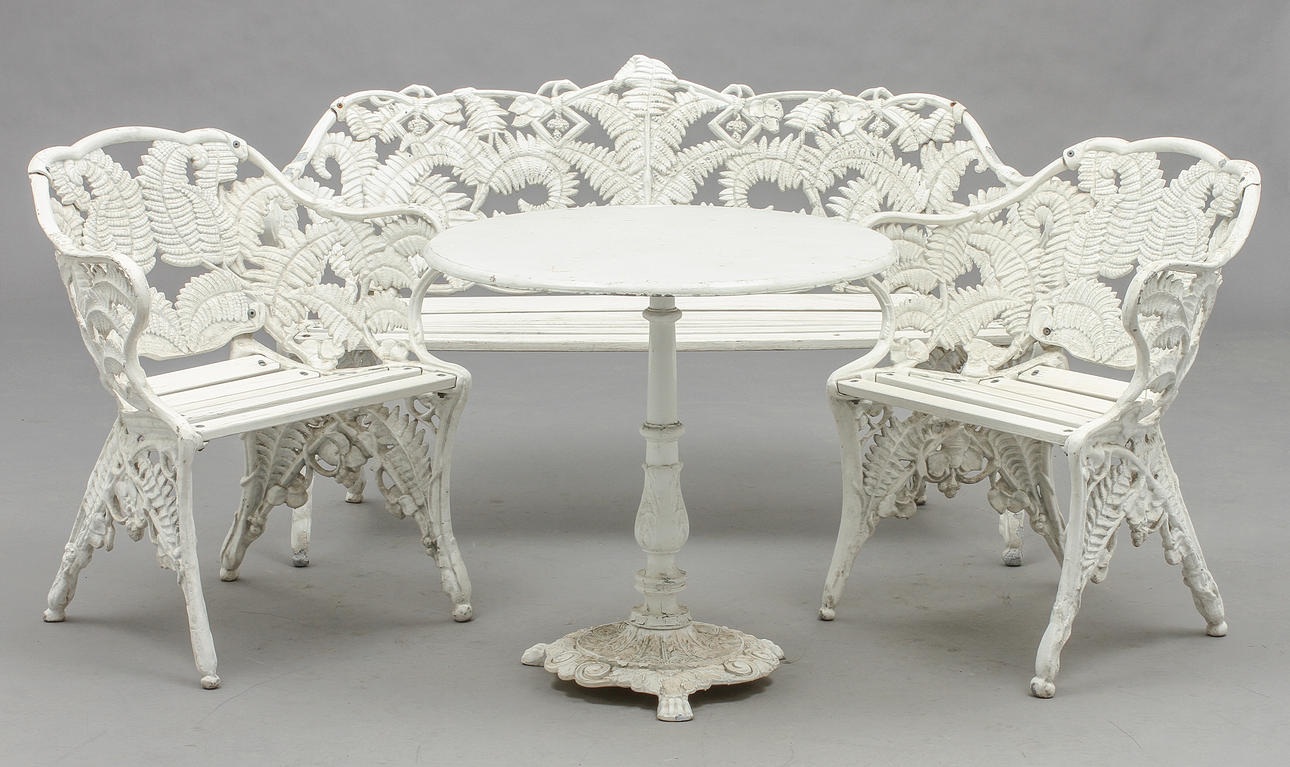 TRÄDGÅRDSMÖBEL, 4 delar, soffa, 2 stolar, bord.