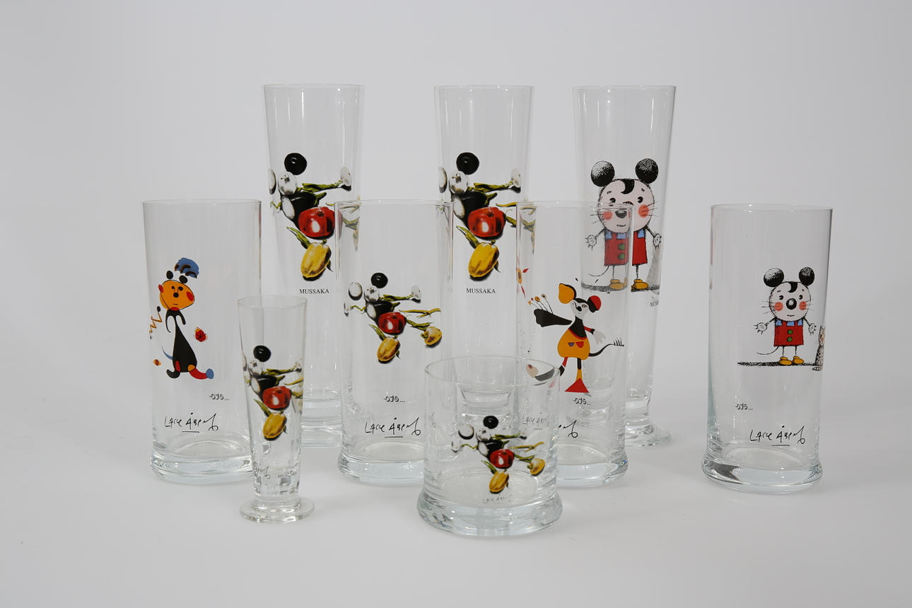 LASSE ÅBERG, glas, 9 delar, signerade.