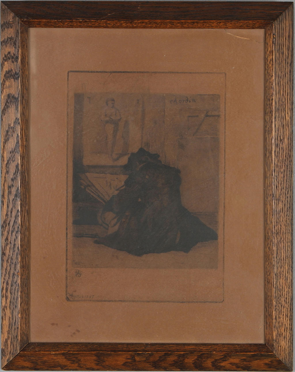 OKÄND KONSTNÄR. Etsning, efter Jean-Baptiste Siméon Chardins "Tecknaren".
