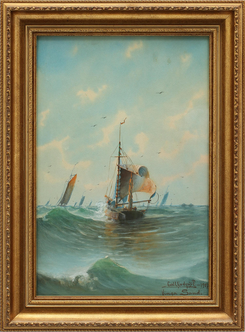 CARL L LINDQVIST. "Vinga Sand" Gouache, signerad och daterad -1907.