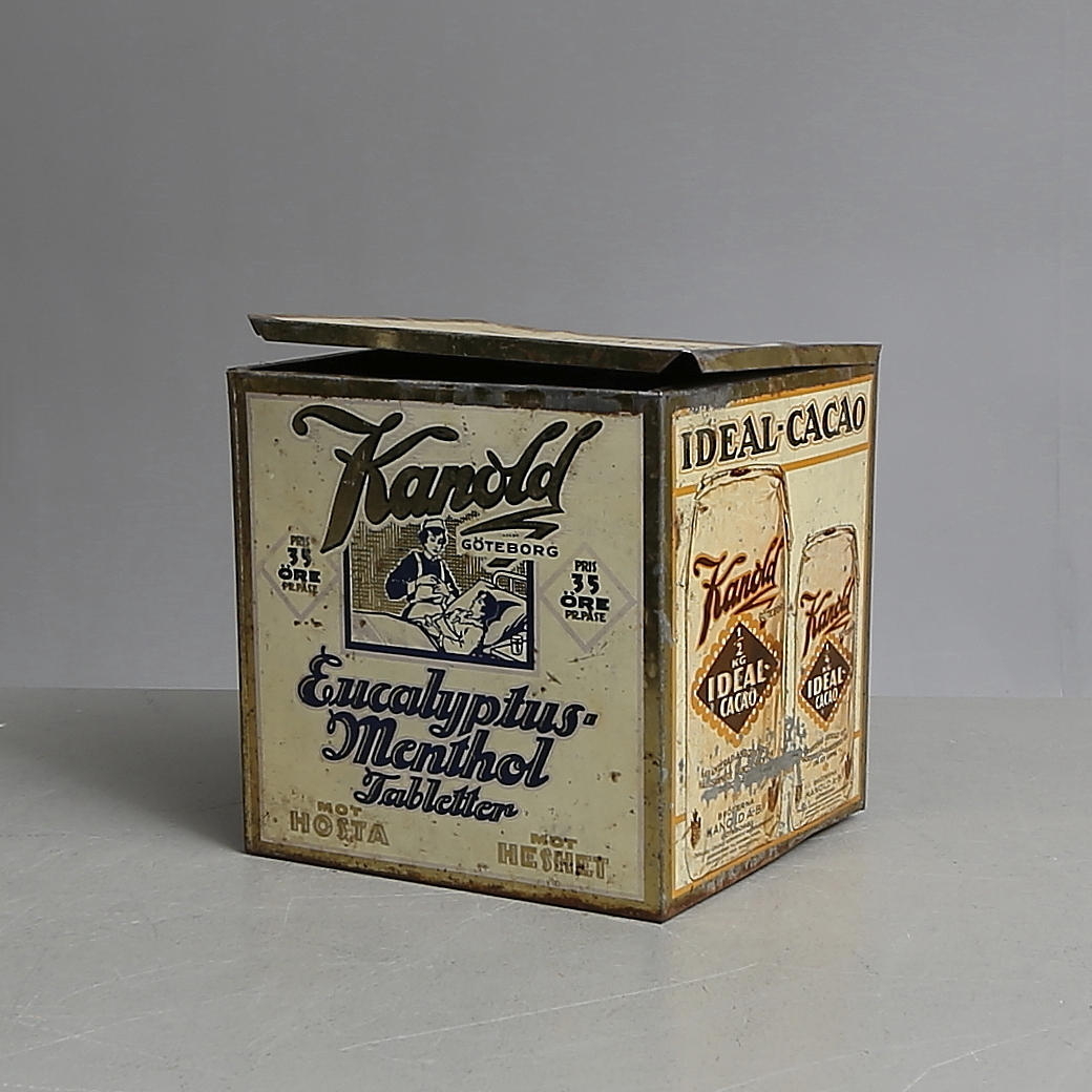 PLÅTBURK, "Eucalyptus-Menthol tabletter", Kanold, Göteborg.