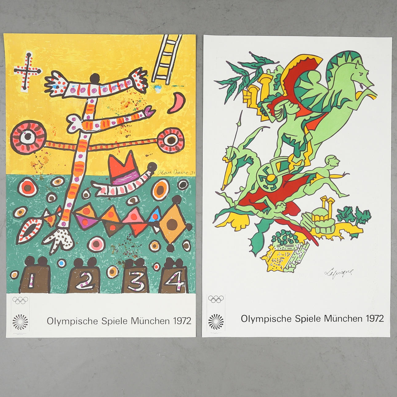 PLAKATE, 2 Stück, Olympiade in München, 1972.