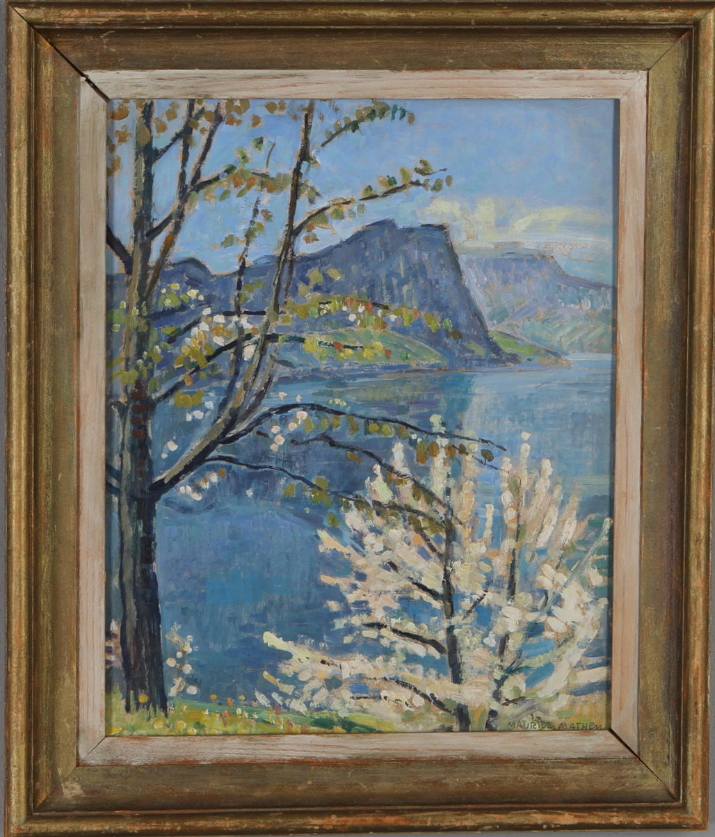 MAURICE MATHEY. Landskap, olja på pannå, signerad.