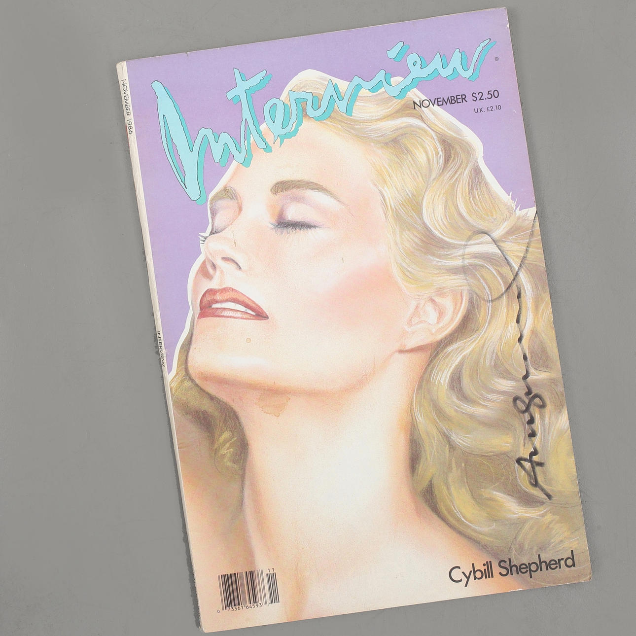 ANDY WARHOL. Interview magazine November 1986, signed Andy Warhol.
