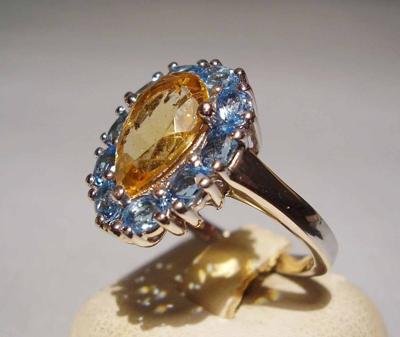 CITRINE - BLUE TOPAZ RING, silver 925.