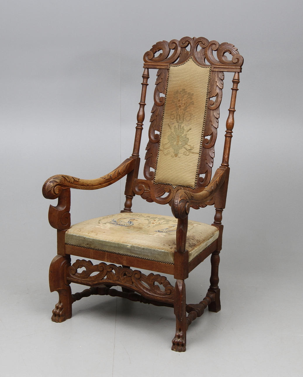 KARMSTOL, ek, Barockstil, ca 1900.