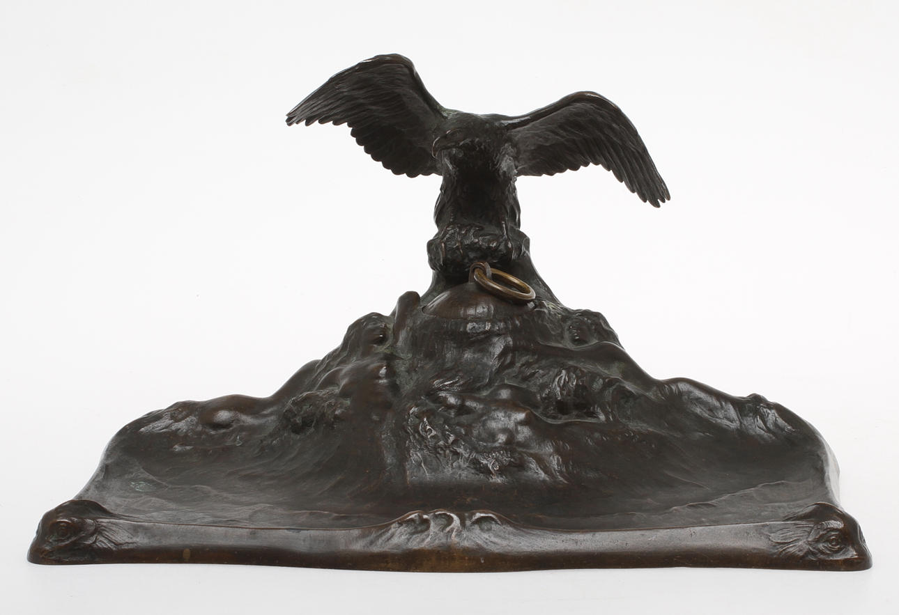 SKRIVBORDSUPPSATS, brons, jugend, Carl Hjalmar Norrström, O.Meyer Fud., signerad samt daterad 1912.