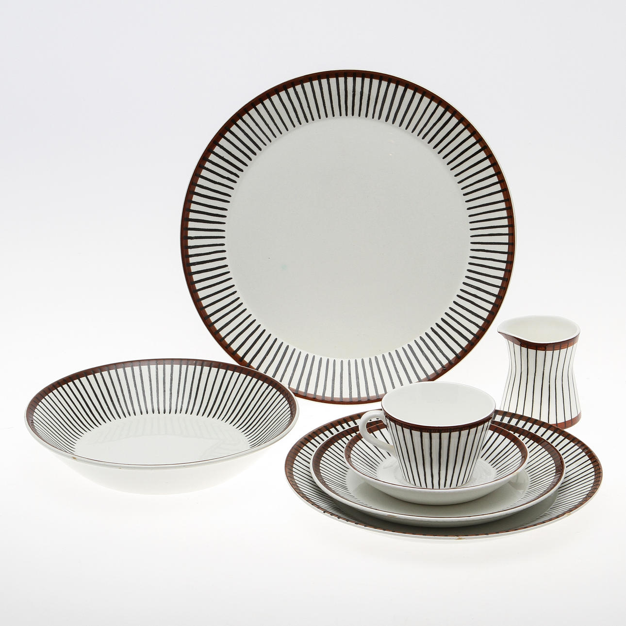 DELAR TILL SERVIS, 50 delar, "Spisa Ribb" Stig Lindberg, Gustavsberg.