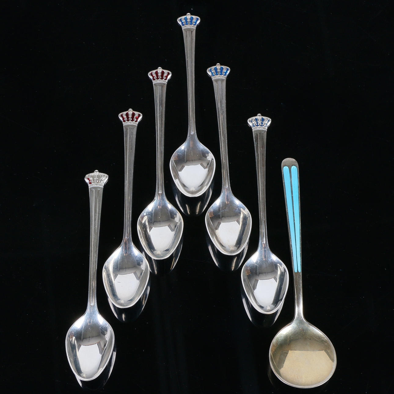 COFFEE SPOONS, 7 pcs. Sterling silver, Meka, Denmark, 1900s.