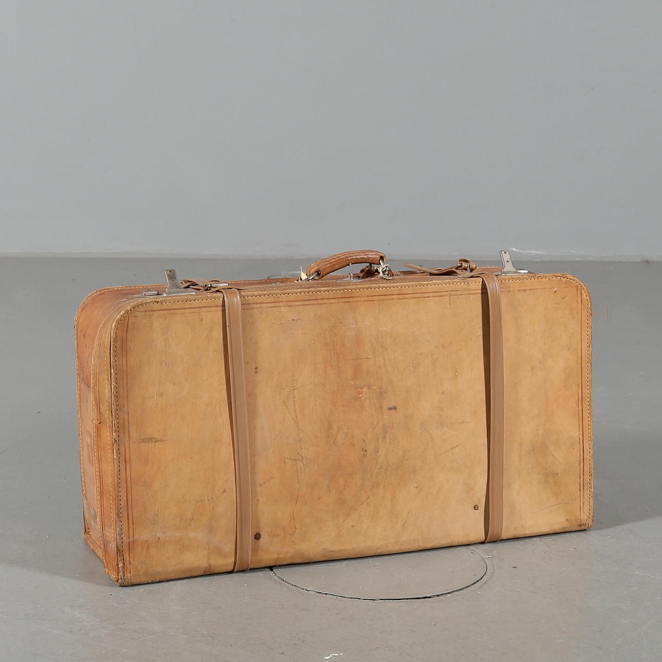 SUITCASE leather marked Hauer Germany 1960s.