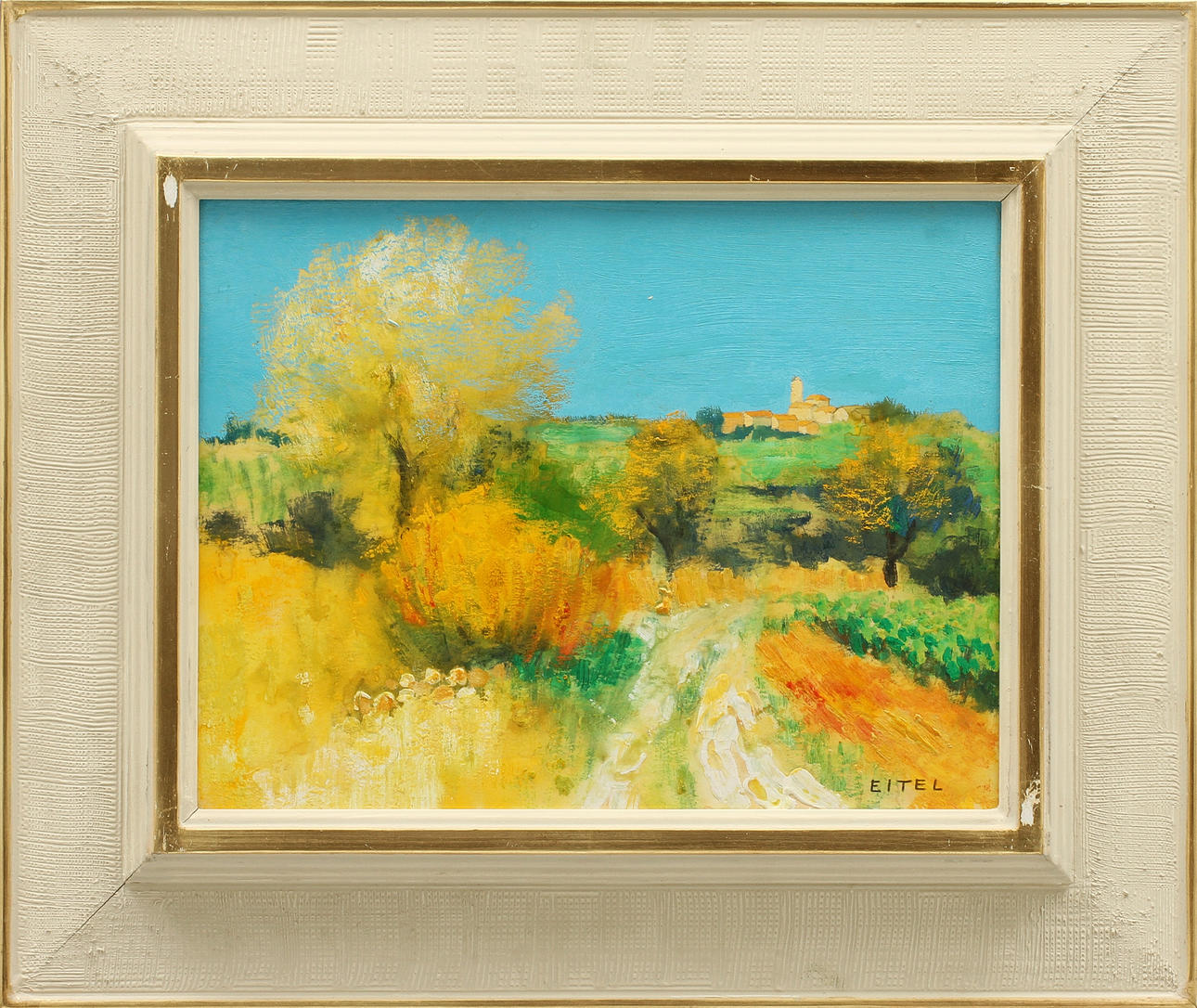 JACQUES EITEL. Oljemålningar, 2 st på pannå, signerade.