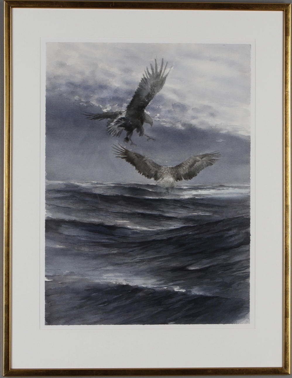 ÅKE AHLBERG. Rovfåglar, akvarell, signerad.