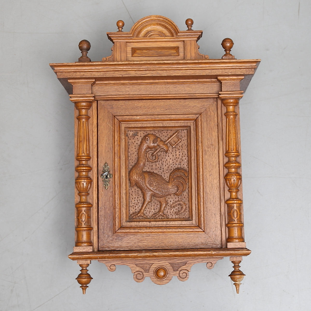 KEY CABINET, oak, early 20th century.