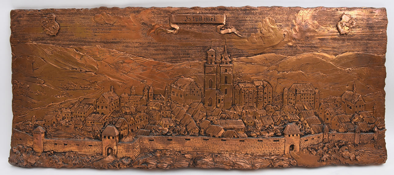 COPPER PLATE STUTTGART, engraved copper, 20. Century.
