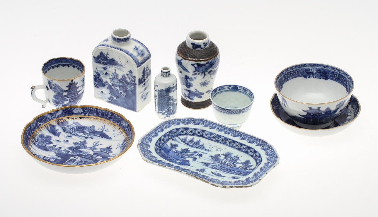 PARTI PORSLIN, 9 delar, Kina, 1700/1800-tal.