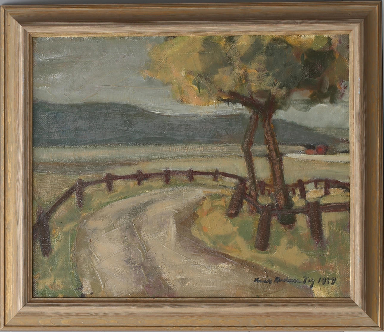 KNUD ANDERSEN. Country road. Oil on canvas, signed and dated 1957.
