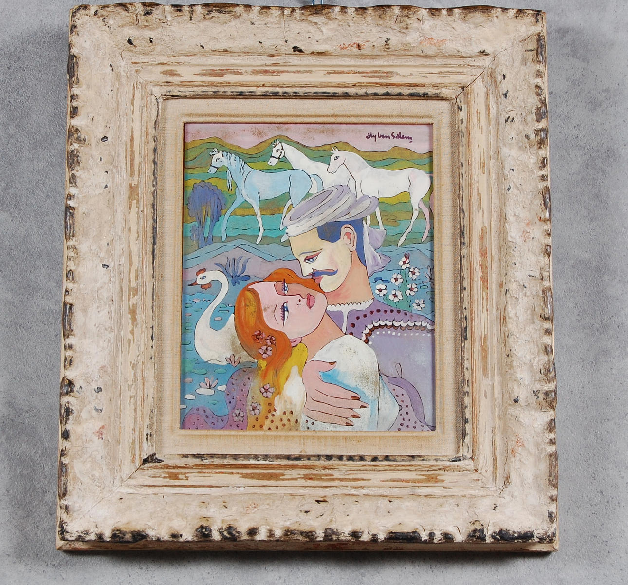 ALY BEN SALEM. emalj på glas, signerad.