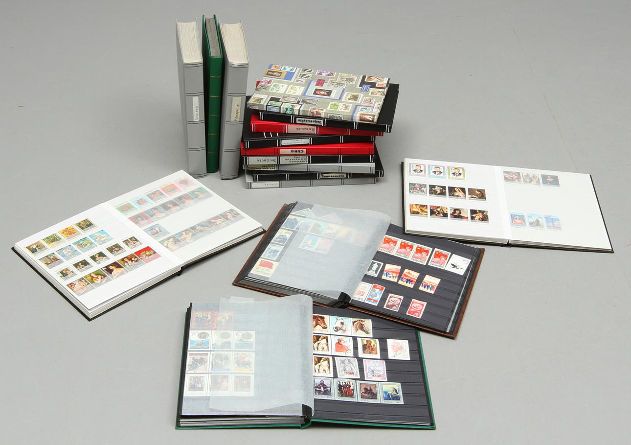 INSTICKSALBUM, 16 st, innehållande div frimärken.