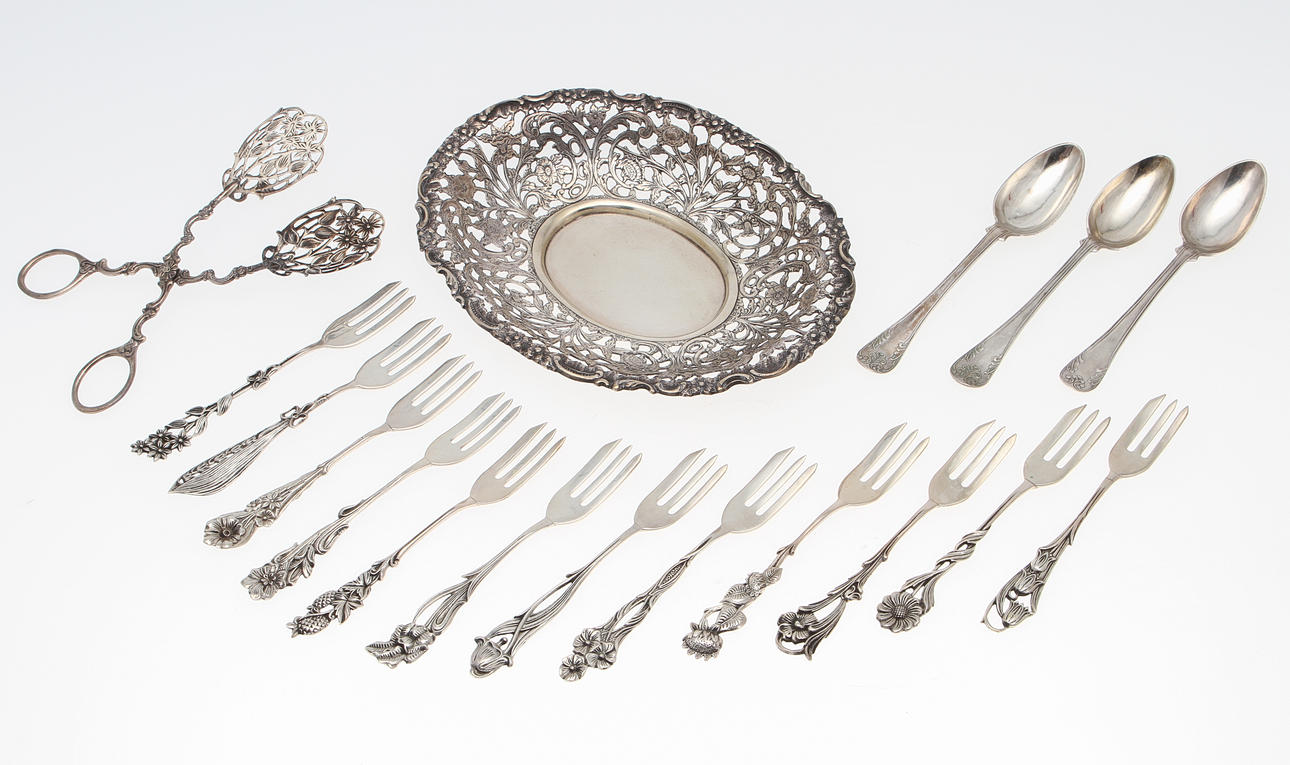 SILVER, 17 delar, ca 500 gram.