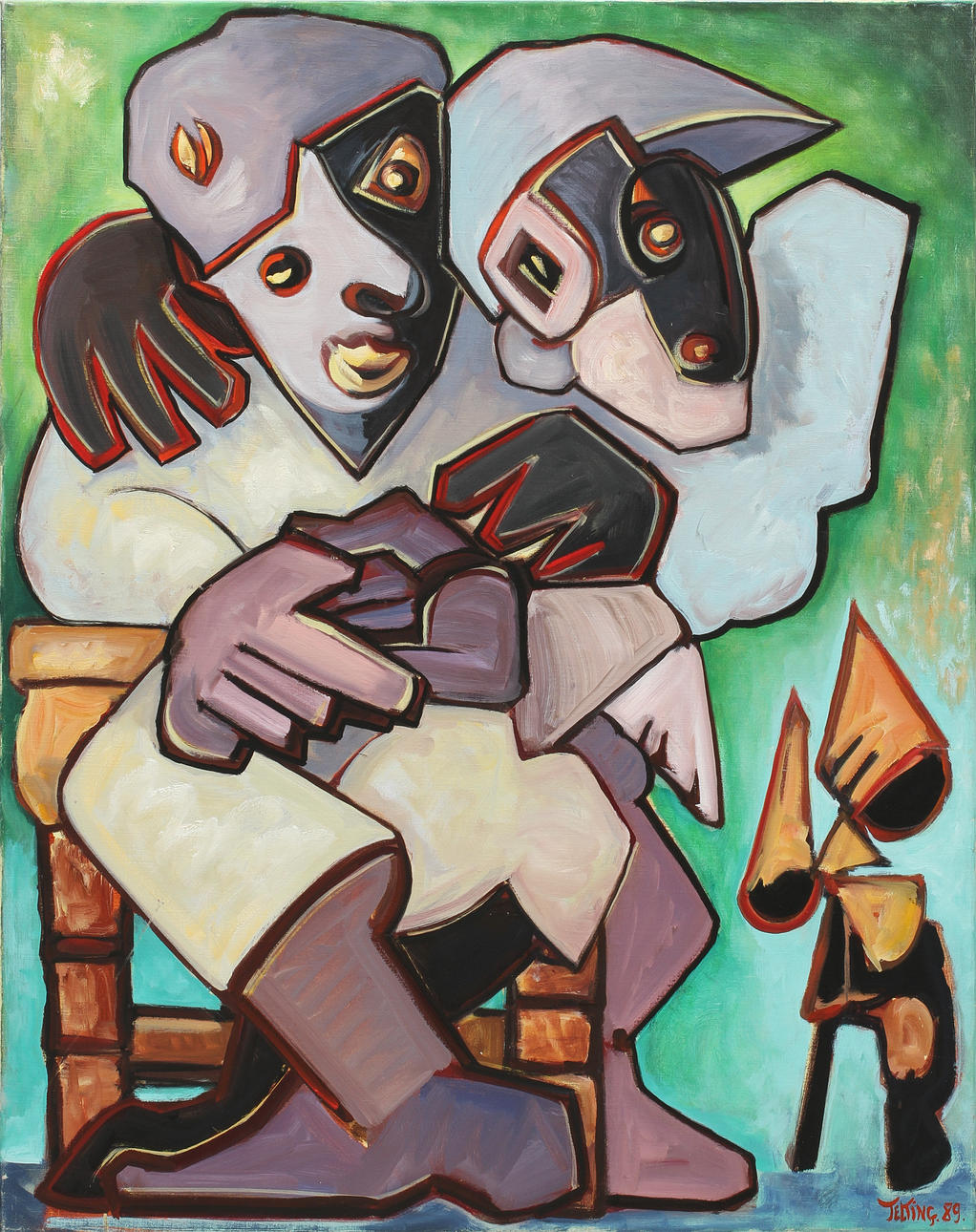 QUINTUS JAN TELTING. Olja på duk, signerad Telting 89.